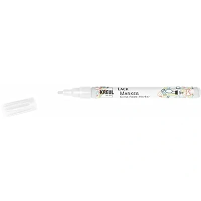 Image de Kreul 47210 Crayon laque fine blanc, avec pointe ogive épaisseur de trait 1 2 mm, pour créer, écrire et décorer des petits cadeaux originaux, cartes, etc.