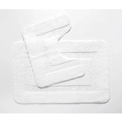 Image de Penguin Home Ensemble Tapis de Bain et Contour 100% micropolyester, Blanc, boîte 50 x 80 40 cm