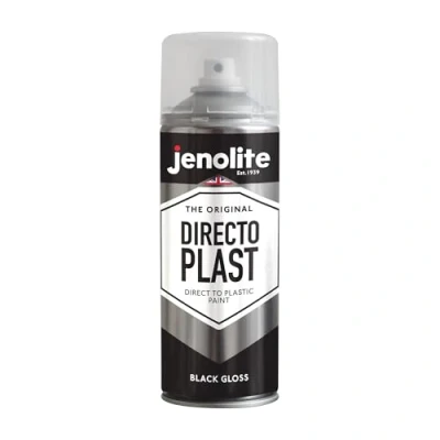 Image de JENOLITE Directoplast Peinture en aérosol brillante NOIR 400 ml multi surfaces Pour tous types de plastique Aucun apprêt requis Ral 9005