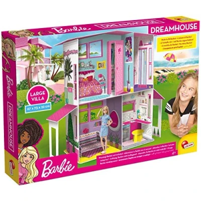 Image de Lisciani Maison de Poupée Barbie Villa Rêve à Deux Etages 3D A Constuire Et Décorer Loisirs Créatifs Pour Filles partir 4 ans