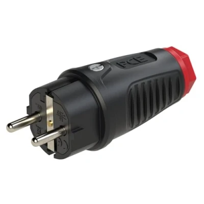 Image de PCE 0512 sr Fiche électrique mâle avec terre Tout caoutchouc, Thermoplastique 250 V noir, rouge IP54