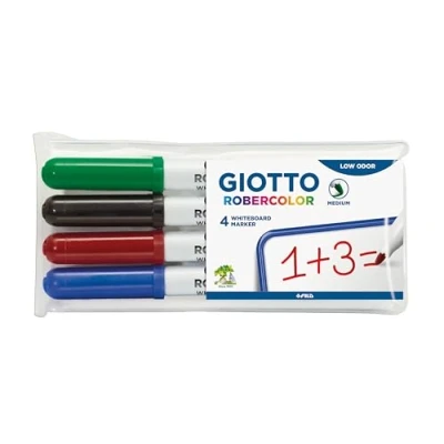 Image de GIOTTO Robercolor Pochette 4 feutres tableau blanc assortis pointe ogive médium