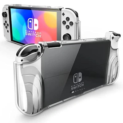 Image de Mumba Coque pour Switch OLED 2021 [Série Thunderbolt] Protection Transparente avec Poignée Ergonomique en TPU Compatible Nouveau 7 Pouces Console et Joy Con (Transparent)