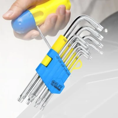 Image de CCLIFE Clé Allen Mâles 9pcs, Clés Torx Coudée T10 T50, Cr V Étoile