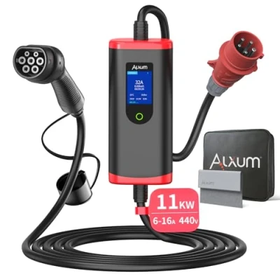Image de Alxum Chargeur Voiture Electrique CEE 16A vers Type 2 11kw avec Puissance de Charge réglable,EV Station pour ID.3/4/5, Model Y, 3, e up, tron et Autres EV
