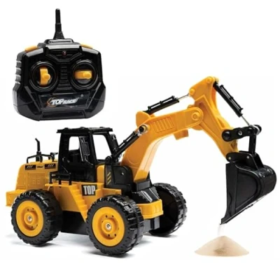 Image de Jouet de pelle à 5 canaux Entièrement fonctionnel Télécommande Digger Échelle 1:24 Tracteur RC construction pour enfants garçons filles 3 ans et plus