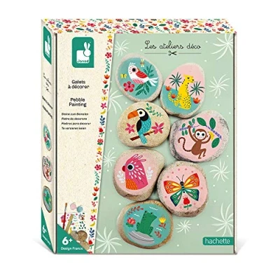 Image de Janod Galets à Décorer Les Ateliers Déco Kit Loisir Créatif Enfant Apprentissage Motricité Fine et Concentration Dès 6 ans, J07922
