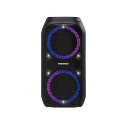 Image de Hisense Party Rocket 160 Enceinte Portable compacte avec Mode karaoké et Volume sonore de W, 5 Effets d&#039;éclairage, jusqu&#039;à 12 h d&#039;autonomie, Bluetooth, entrée MIC, AUX, USB, IPX4