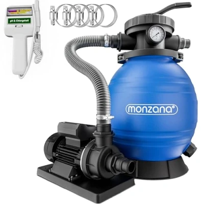 Image de Deuba Pompe Filtre à Sable et particule 10200 l/h avec testeur électronique Chlore pH Accord 32 38mm métal système de