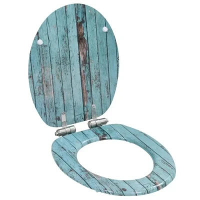 Image de Abattant WC Avec Couvercle À Fermeture Douce Mdf Vieux Bois Design