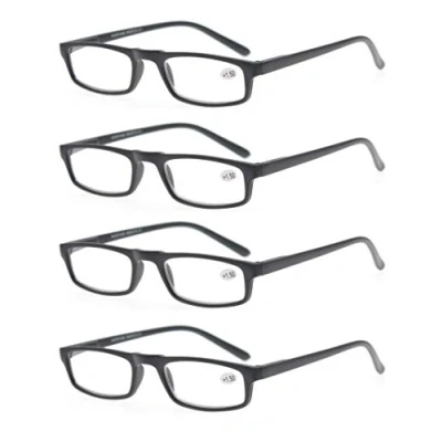Image de MODFANS Lot de 4 Lunettes Lecture Homme Femme,Lunettes Loupe Monture Legere Branches a Ressort,Lunettes Vue Rectangle