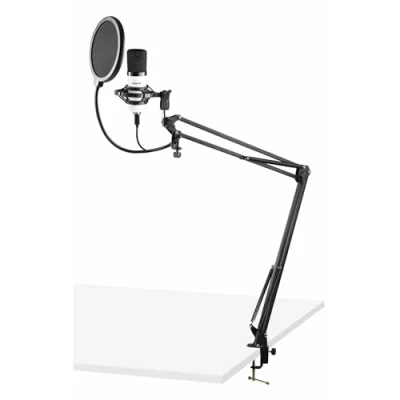 Image de VONYX CMS300W Microphone Streaming avec Bras Articulé Blanc, Micro Professionnel Filtre Anti Pop, Idéal pour Gaming, ou Réaliser du Contenu Youtube et Twitch