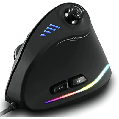 Image de TKMARS Souris Ergonomique Filaire avec Joystick, Gamer Verticale 11 Boutons Programmables 10000 DPI Réglables Gaming Mouse pour PC Mac USB Ordinateur Noir