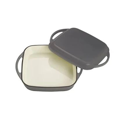 Image de ECHTWERK Cocotte universelle et poêle 2 en 1, Plat à four fonte avec couvercle, Casserole revêtement émaillé, Convient pour les fours, grills BBQ, Bleu clair, 1,5 L, Ø 24,6 cm