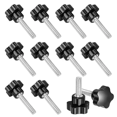 Image de HSEAMALL 10 pièces écrou à poignée étoile M8x40mm ailettes bouton de serrage femelle filetage plastique tête pour machine outil, noir
