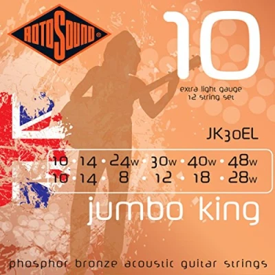 Image de Rotosound JK Cordes guitare acoustique Jumbo King Phosphor Bronze Set 12 string Extra Light 10 48 JK30EL