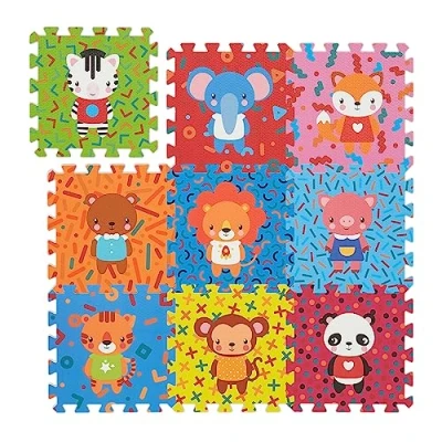Image de Relaxdays Tapis de Jeu, 9 pièces, Animaux, sans substances nocives, Mousse EVA, 86x86 cm, Chambre d&#039;enfant, Multicolore