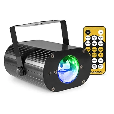 Image de Beamz LWE20 Lumière Disco LED Multicolore avec Effet d’Ondulation, Télécommande Inclus, Stroboscopique, Microphone Intégré, Idéale pour Animer vos Soirées Entre Amis ou Offrir