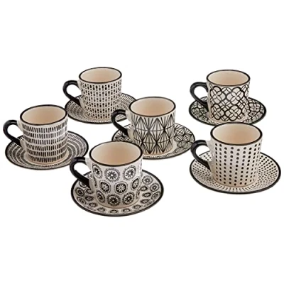 Image de H&amp;h set 6 tazze caff in stoneware vhera con piatto cc90