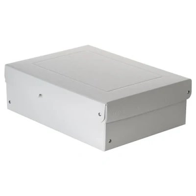 Image de Falken Réf. 22002184000F PureBox PRO 1 boîte de rangement avec couvercle emballage cadeau sans plastique Format A4 hauteur 100 mm poignée découpée entourée d&#039;un ruban Blanc