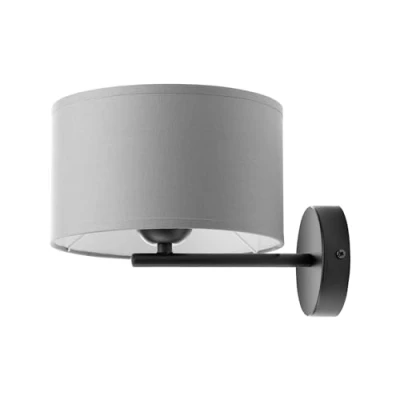 Image de Miratic Applique Murale avec Source Lumineuse Remplaçable Luminaire Intérieur pour Ampoule à Culot E27 max. 60W (Ampoule Non Incluse) Abat Jour en Tissu (gris)
