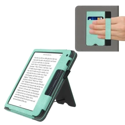 Image de kwmobile Étui Compatible avec Kobo Libra 2 Coque à Rabat magnétique Tablette eReader Similicuir Menthe glaciale Gris foncé