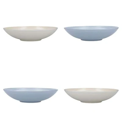 Image de KitchenCraft Assiettes Creuses en Grès Émaillé, Livrés dans un Coffret Cadeau, 22 cm, Lot de 4, Motif Spirale, Bleu / Beige