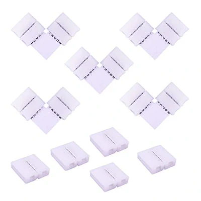 Image de BoHong 5pcs Connecteur sans soudure à Bande LED RGBW de 10mm Large + d&#039;angle Ruban 10 mm en forme L Rallonge Rapide Strip