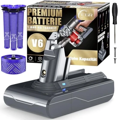 Image de 6200mAh Batterie V6 DC62 Compatible avec Dyson Animal Fluffy Motorhead Absolute Aspirateur de Remplacement pour DC58 DC59 DC61 DC72 SV03 SV05 SV06 4 Filtres