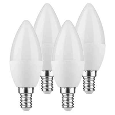 Image de Müller Licht Lot de 4 ampoules LED en forme bougie 5,5 W = 40 E14 470 lm blanc chaud mat 2700 K