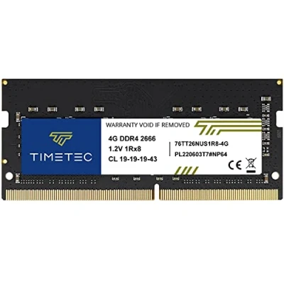 Image de Timetec 4 Go DDR4 2666MHz PC4 21300 Non ECC sans Tampon 1.2V CL19 1Rx8 Rang Unique 260 Broches SODIMM Ordinateur Portable PC mémoire RAM Module Mise à Niveau