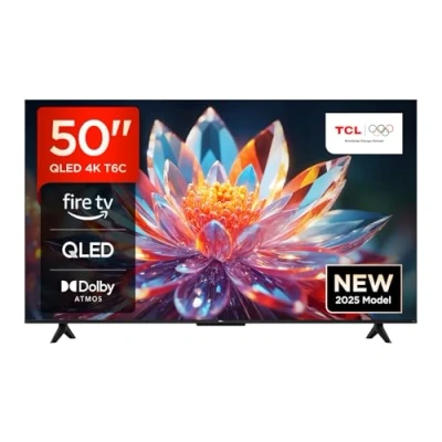 Image de TCL 50T6C 50 QLED 4K HDR TV, Fire TV (Téléviseur Intelligent avec Dolby Vision et Atmos, HDR10+, Appuyez Demandez à Alexa)