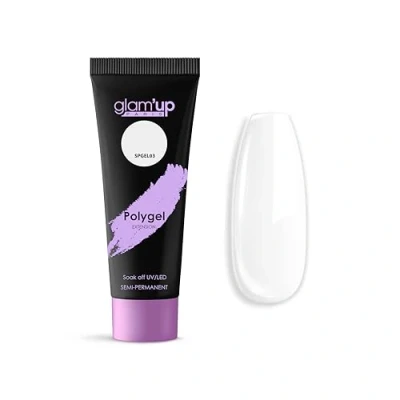 Image de Glam&#039;Up Paris Poly Gel Semi Permanent d&#039;Extension en Tube de Construction Ongles UV Art Design pour Facile à Utiliser Longue Durée Blanc