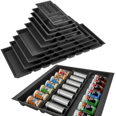 Image de ORGA BOX 3 Range épices Profondeur : 473 x Largeur 491 mm anthracite avec structure Canvas pour tiroirs de 60 par ex. dans les cuisines Nobilia/Noblessa à partir 08.2012.