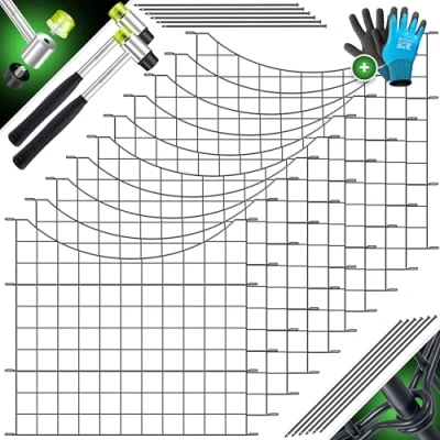 Image de KESSER® Clôture de jardin Kit complet en métal 10 éléments Avec 2 marteaux + 12 barres fixation à clipser pour le Arc inférieur rond
