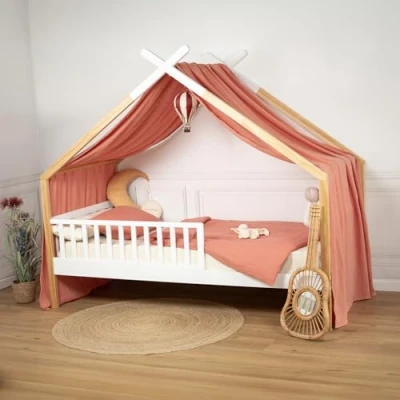 Image de Toile de lit cabane SEVIRA KIDS Terracotta 420 x 140 cm Gaze coton Fabrication française