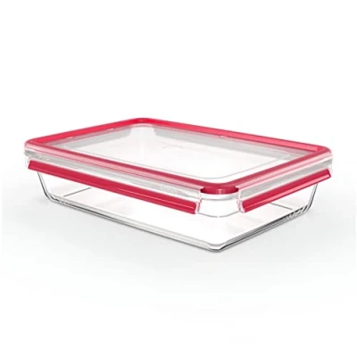 Image de Emsa Clip&amp;Close Boîte alimentaire rectangulaire en verre, 3 L, Four jusqu&#039;à 420C, Froid 40C, Compatible lave vaisselle, Empilable, Hermétique, Hygiénique, Garantie 30 ans N1041200