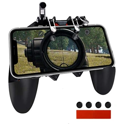 Image de Ozkak Manette Mobile Contrôleur de Jeu Telephone 6 Doigts Gamepad Joysticks pour PUBG iPhone iOS Android Smartphone Largeur 7 à 9,5 cm