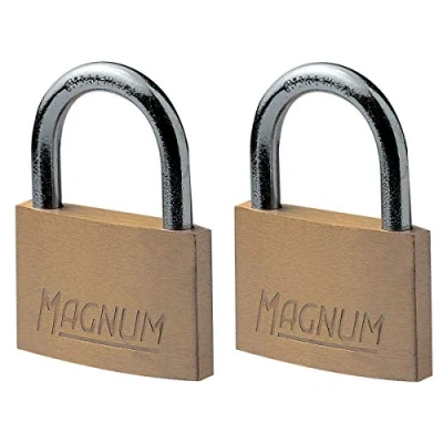 Image de Master Lock CAD40T Pack de 2 Cadenas Magnum en Laiton Massif et à Clé, Doré, 5,4 x 4 1 cm