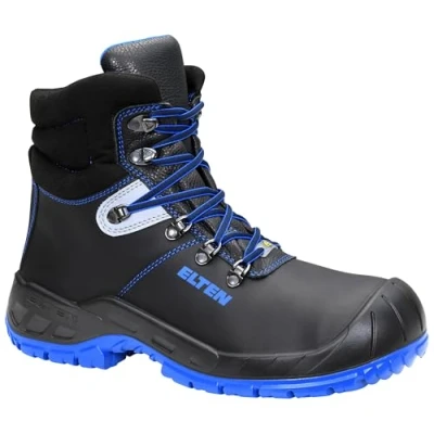 Image de ELTEN Chaussures de sécurité Alessio XW Mid ESD S3, Homme, Cuir, Embout Acier, léger, Robuste, Noir/Bleu, Pointure : 43