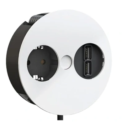 Image de Bachmann 931.231 Twist 1xCEE7/3 Chargeur USB 1 x 2 m AEH, RAL9010 30GE