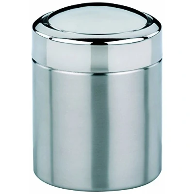 Image de Kela 21381 Ano Mini poubelle de salle bain à couvercle basculant, 1,5 litre, acier inoxydable mat, Argent mat