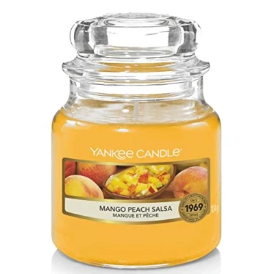 Image de Yankee Candle bougie jarre parfumée petite taille Mangue et pêche jusqu’à 30 heures de combustion