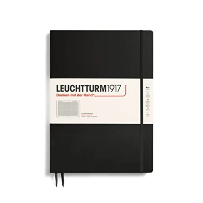 Image de LEUCHTTURM1917 310174 Carnet Master Slim (A4+) couverture rigide, 123 pages numérotées, Quadrillé, noir