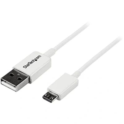 Image de StarTech.com Câble Micro USB 1 m A vers B Cordon 2.0 1x (M) Blanc 1m (USBPAUB1MW)