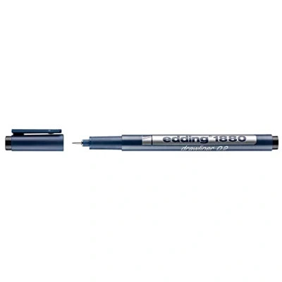 Image de edding 1880 Feutre fin de précision noir 1 stylo Largeur trait 0,2 mm pour une écriture et des esquisses précises Pointe fine gainée métal adapté aux règles pochoirs