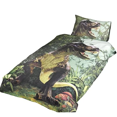 Image de Rapport Home Parure de lit Double T Rex avec Housse Couette et 2 taies d&#039;oreiller Motif Dinosaure