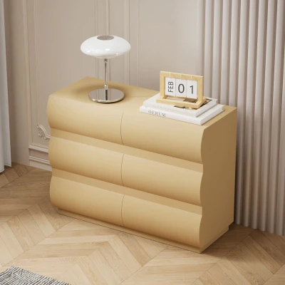 Image de Commode design 6 tiroirs arrondis L100cm Mezade Beige Menzzo