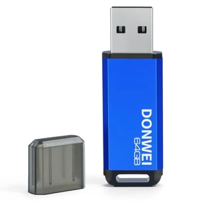 Image de Cle USB 64 Go, Mini Clé avec Lumière led Rapide Grande Capacité, Métal Clef Mémoire Externe, Portable Flash Drive Originale Stockage des Données pour Ordinateurs, Cadeaux aux Étudiants Bleu