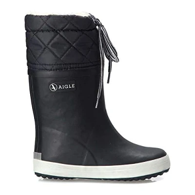 Image de Aigle Giboulee Bottes en caoutchouc pour enfants, Taille: 19, Marine/blanc Matière synthétique